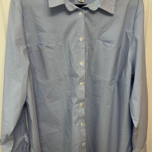 Women’s plus size 3X blue striped button top Ava & Viv - Picture 1 of 4